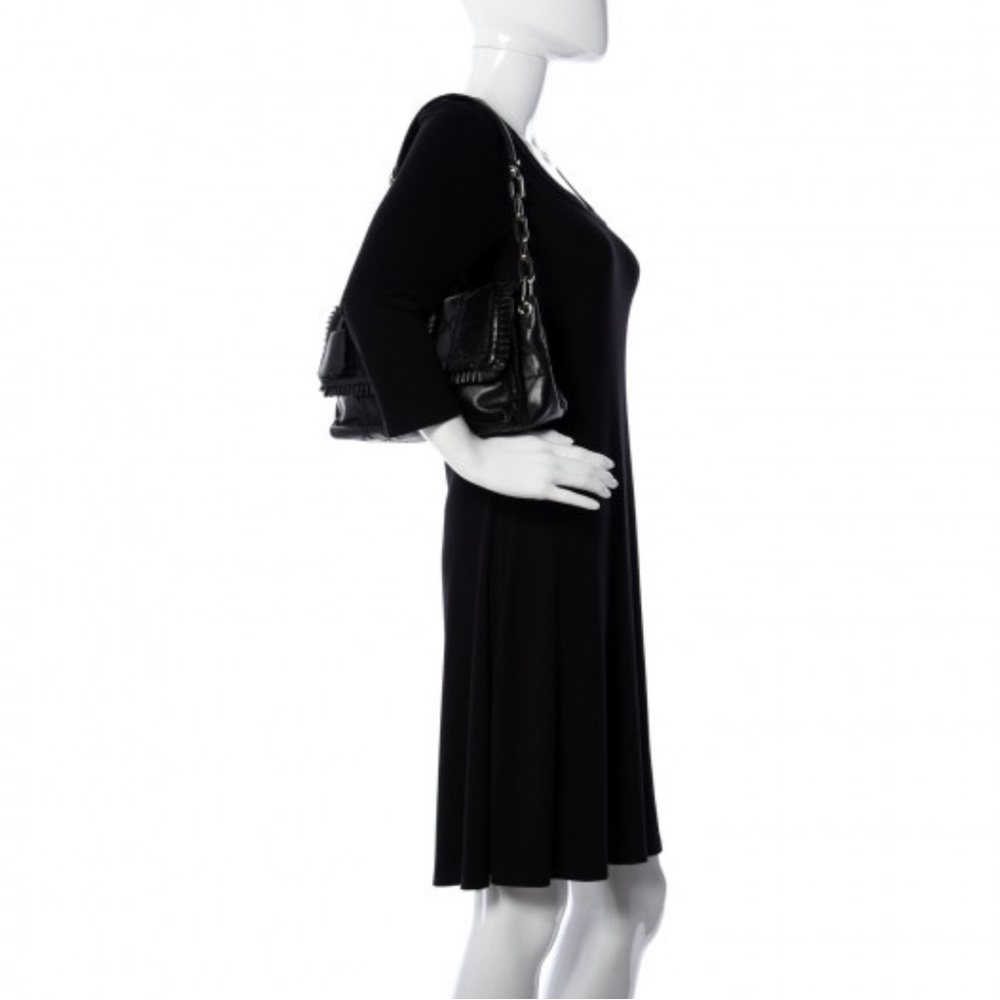 Dior Miss Dior New Lock Ruffle Trim Shoulder Bag (Medium) in Black Lambskin - Picture 11 of 12